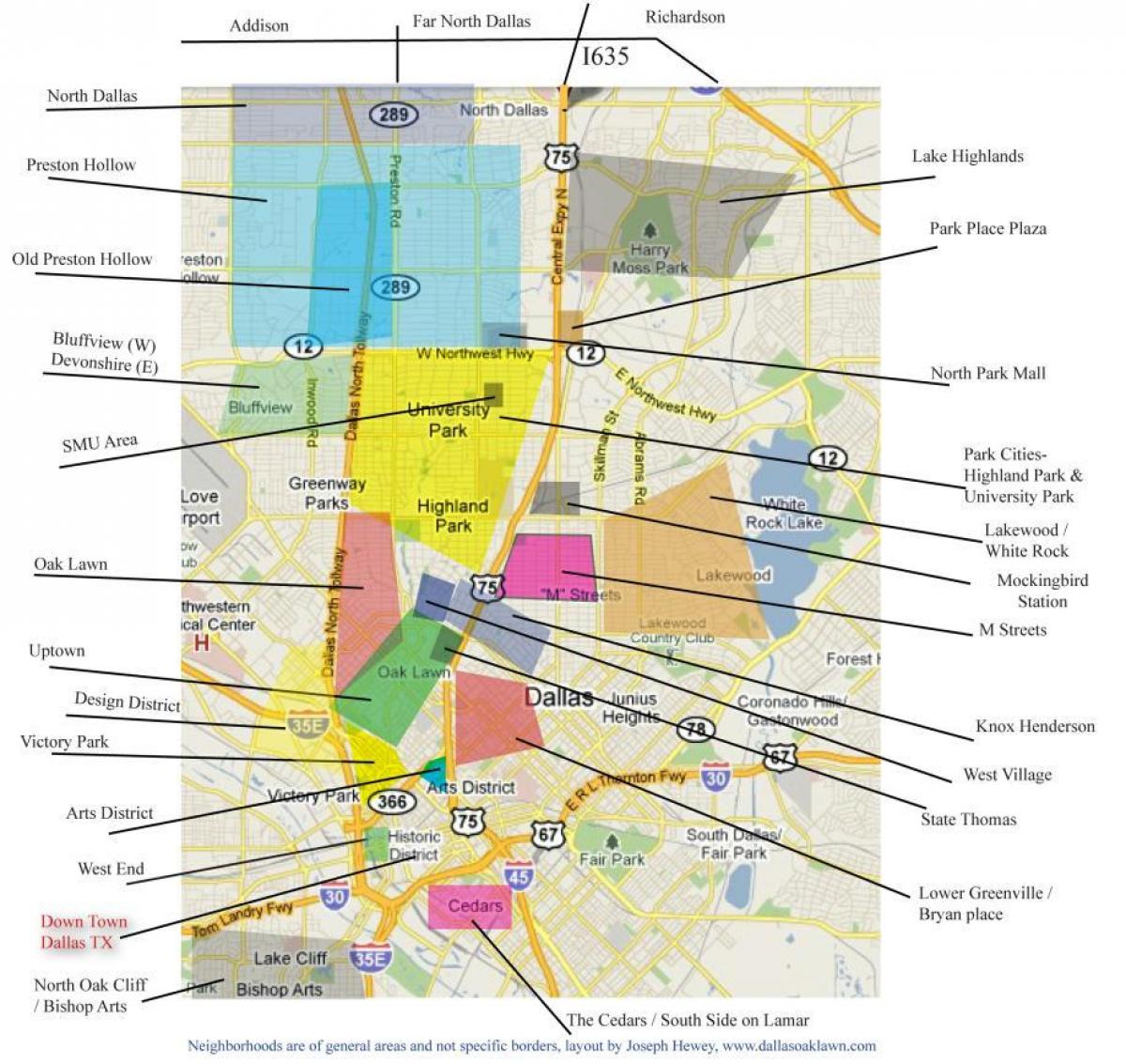 mapu Dallas štvrtí