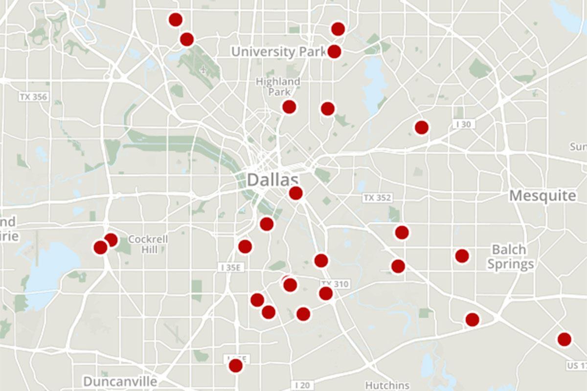 Dallas trestnej činnosti mapu
