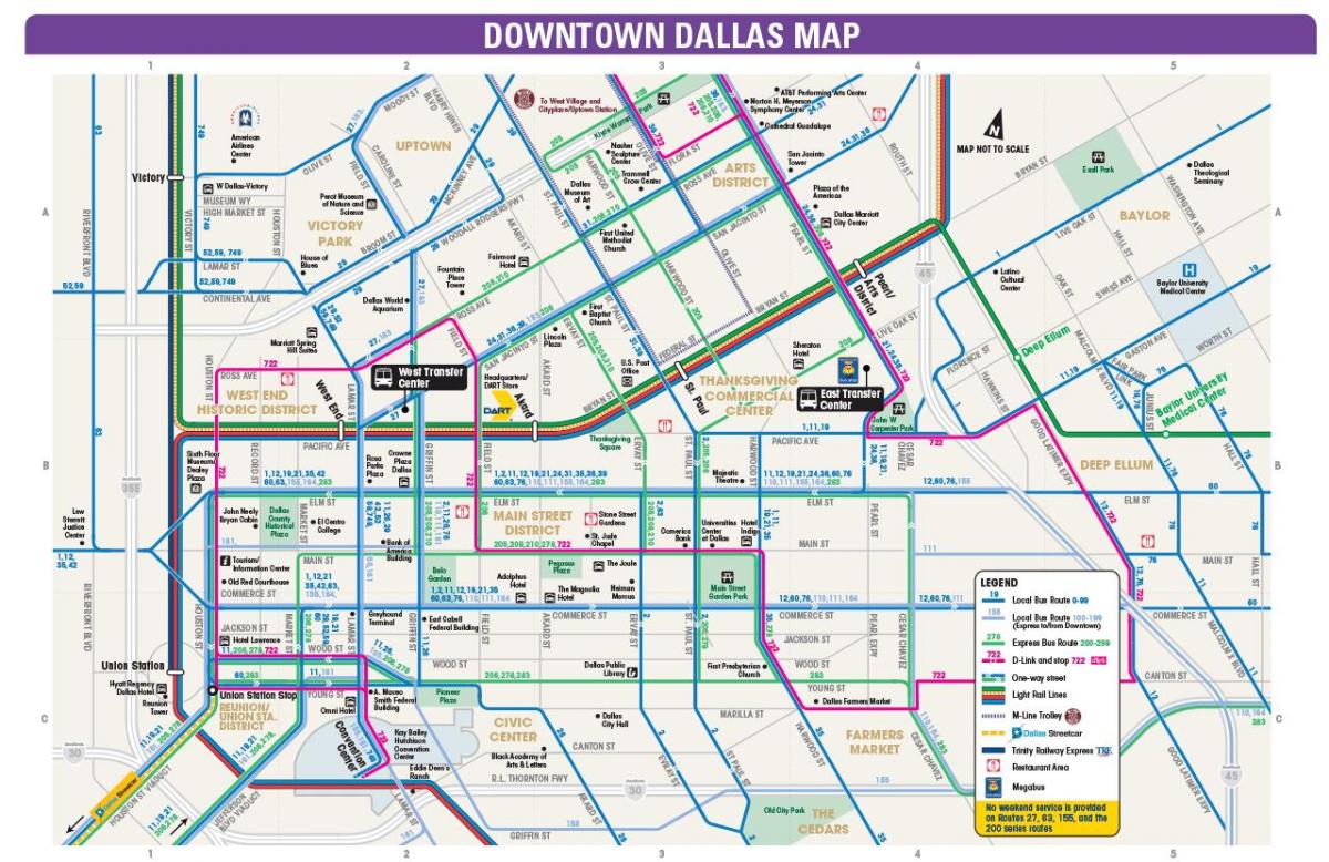 Dallas autobusových liniek mapu
