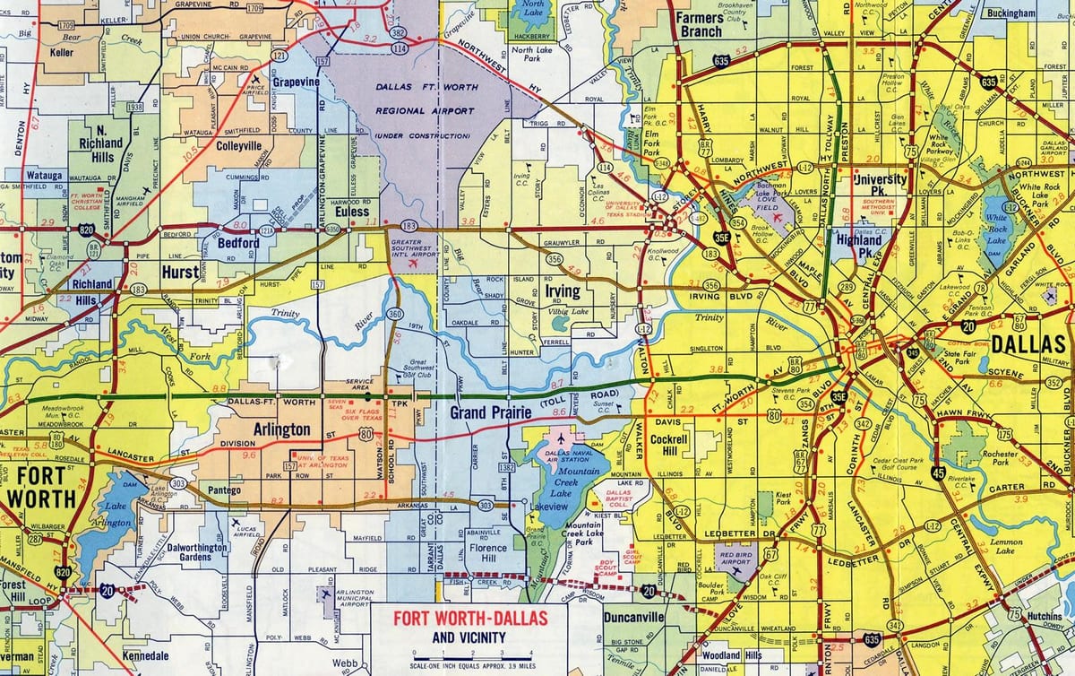 mapa cesty Dallas