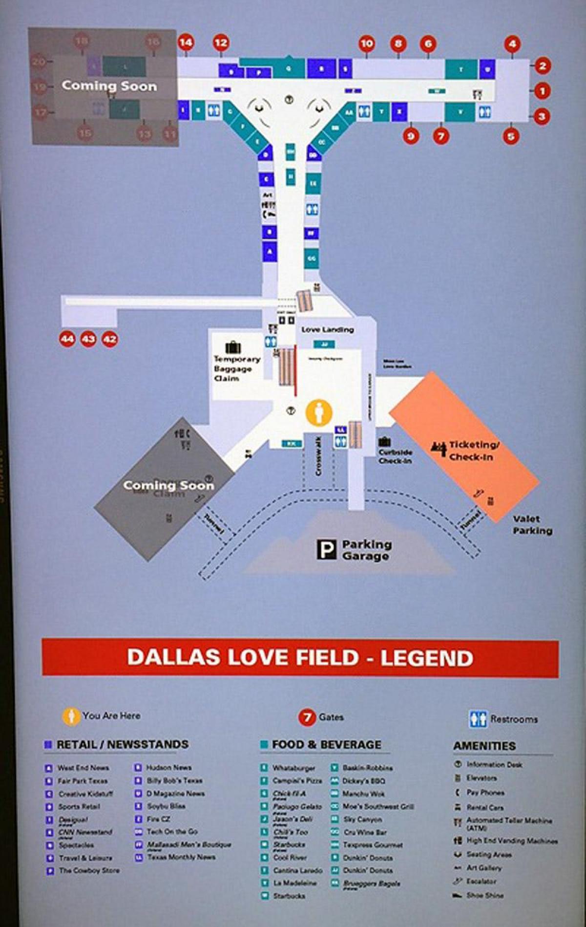 Dallas love field airport mapu