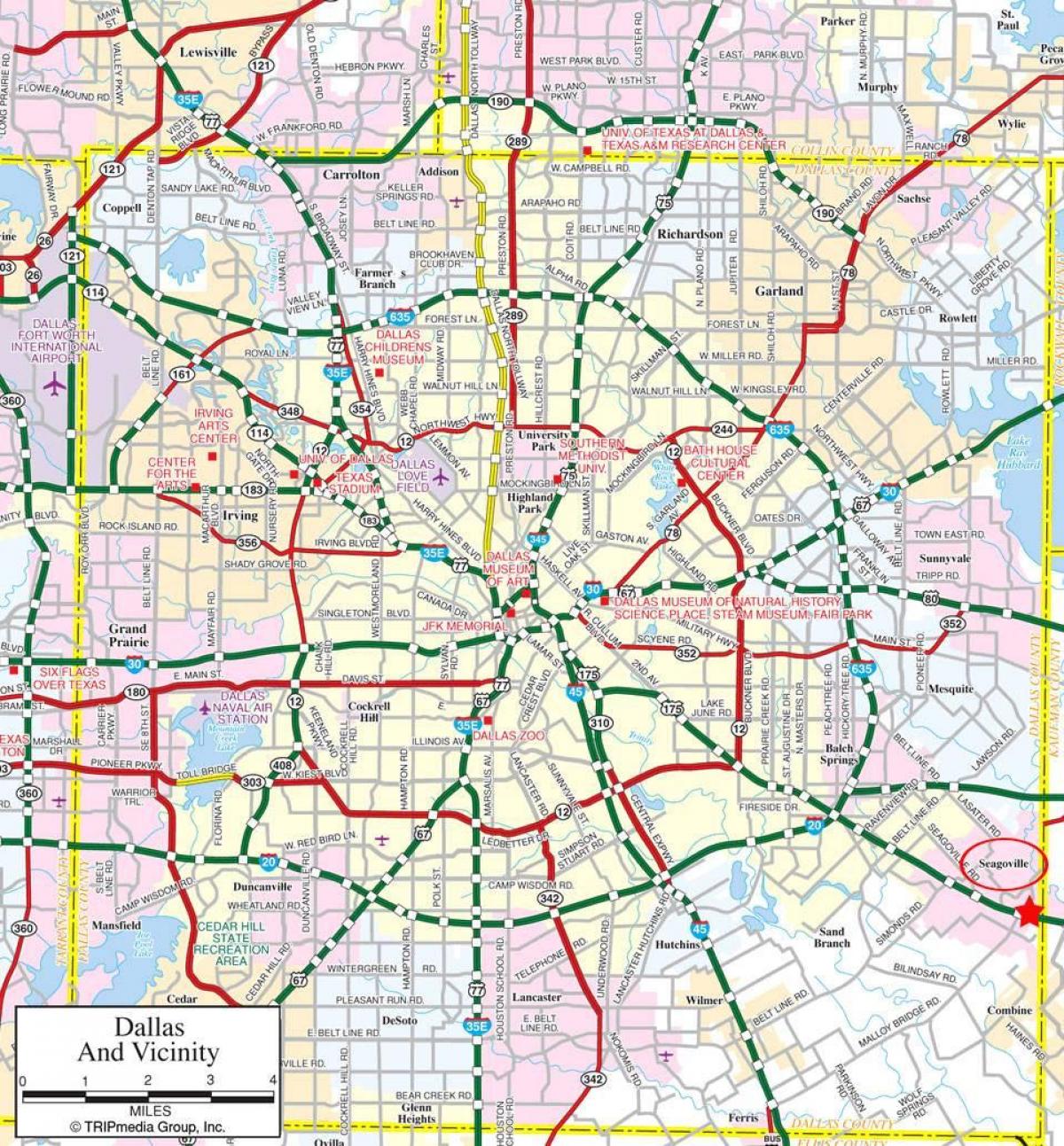 mapu Dallas predmestia