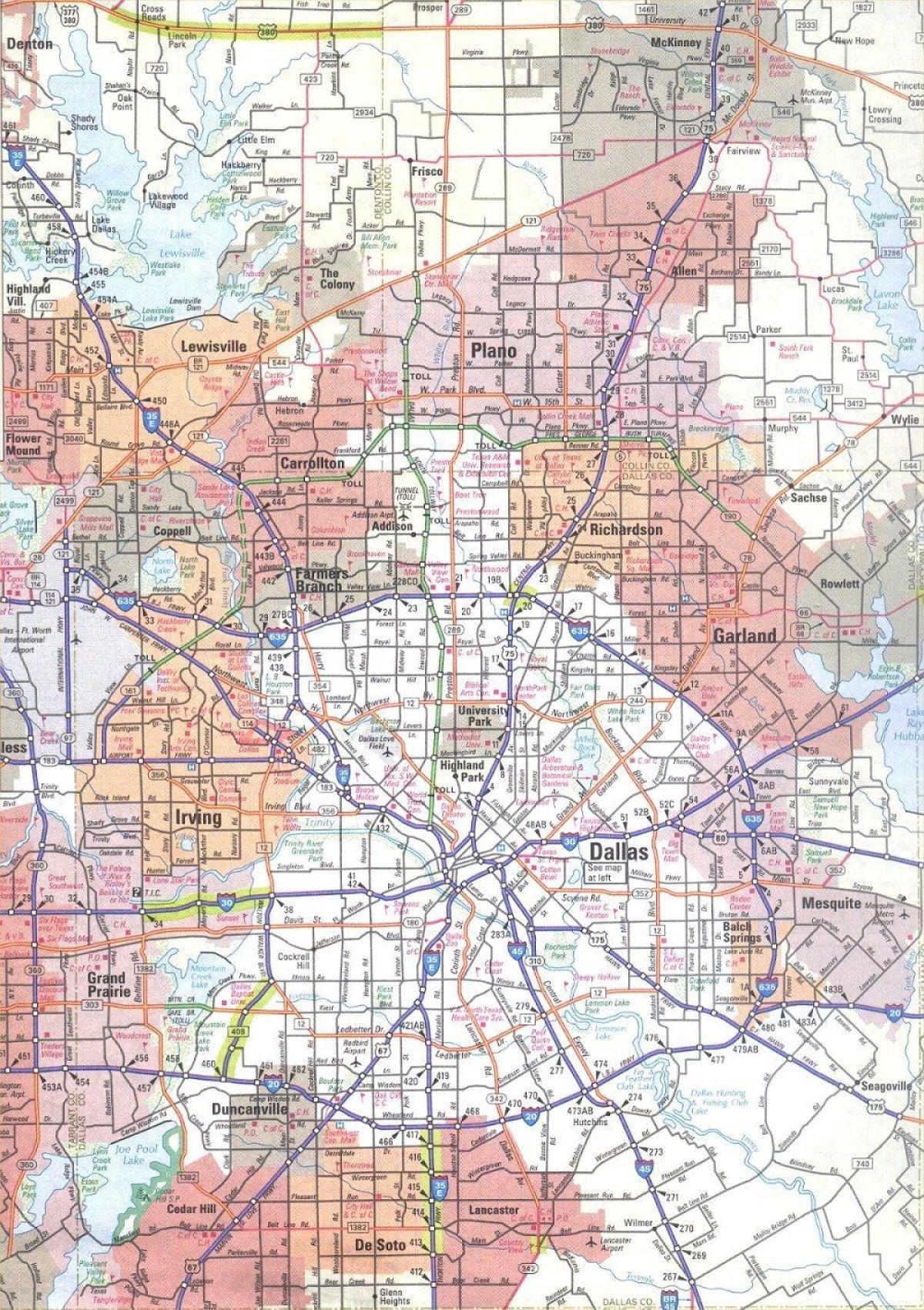 mapu Dallas Texas oblasti