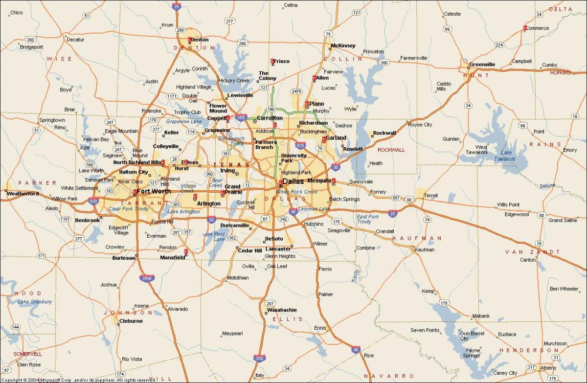 Dallas Fort Worth metroplex mapu