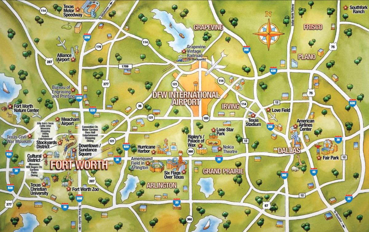 DFW mapa mesta