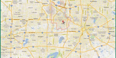 Mapa DFW oblasti